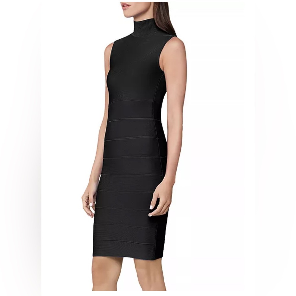 Herve Leger Black Sleeveless Midi Bandage Dress
